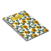 Zonnebloemen met Eucalyptusbladeren Patroon Aangep Notitieboek (Rechterzijde)
