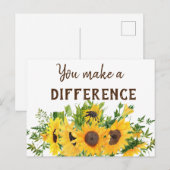Zonnebloemen met Je maakt een verschil-quote Briefkaart (Voorkant / Achterkant)