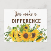 Zonnebloemen met Je maakt een verschil-quote Briefkaart (Voorkant)