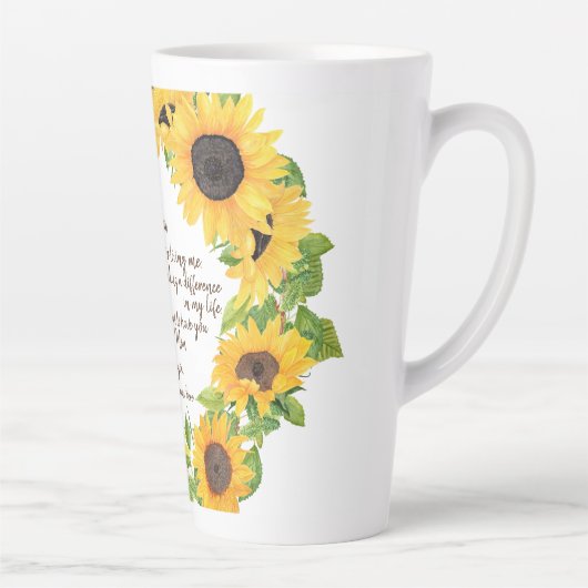 Zonnebloemen met Lieve Moeder Brief Latte Mok (Rechts)