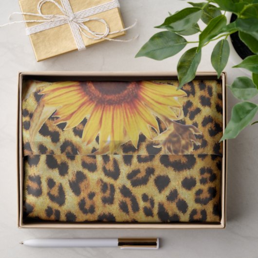 ZONNEBLOEMEN MET LUIPAARDENFUR BOOG ZOMERFEESTJE TISSUEPAPIER (Geschenk)