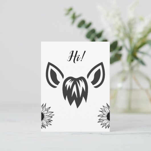 Zonnebloemen met paardenoren Minimalistisch ontwer Briefkaart (Staand voorkant)