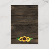 zonnebloemen met schors - hout , trouwe bruiloft informatiekaartje (Achterkant)