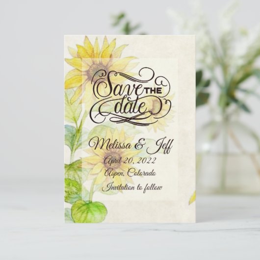 Zonnebloemen, met uitzondering van de datum waarop kaart (Staand voorkant)