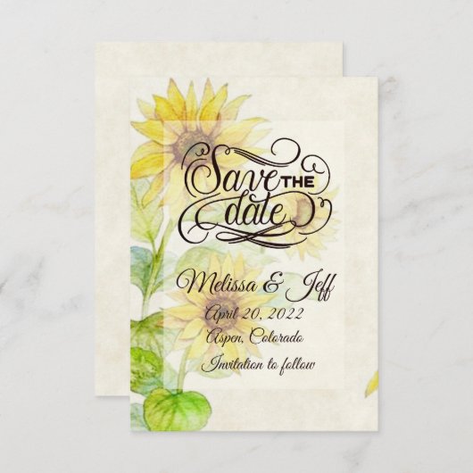 Zonnebloemen, met uitzondering van de datum waarop kaart (Voorkant / Achterkant)