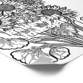 Zonnebloemen met Vlinder Kleurplaat Printable Poster (Hoek)