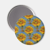 Zonnebloemen met vrienden... magneet (Voorkant / Achterkant)