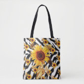 ZONNEBLOEMEN MET ZEBRA SKIN TOTE BAG (Voorkant)