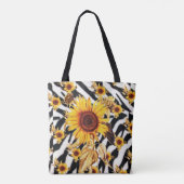 ZONNEBLOEMEN MET ZEBRA SKIN TOTE BAG (Achterkant)