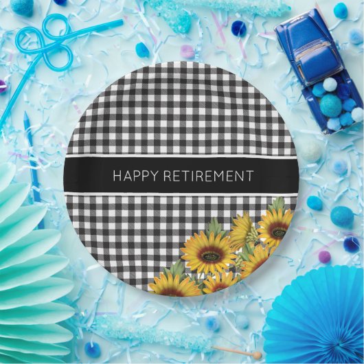 Zonnebloemen met zwarte en witte buffels papieren bordje (Feest)