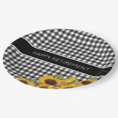 Zonnebloemen met zwarte en witte buffels papieren bordje (Gekanteld)