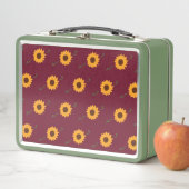 Zonnebloemen Metalen Lunchbox (Schuur Rood & Goud) (In situ)