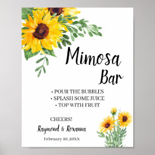Zonnebloemen Mimosa Bar Bruidsfeest Bruiloft Bord Poster