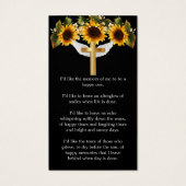 Zonnebloemen Minimaal Bladwijzer van de begrafenis Visitekaartje (Achterkant)