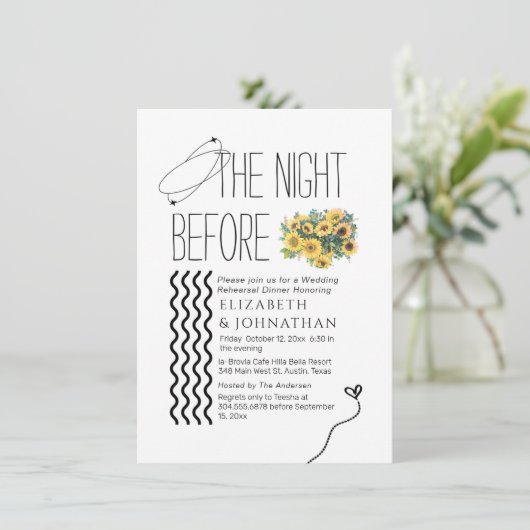 Zonnebloemen Minimumscript de nacht voor Kaart (Staand voorkant)