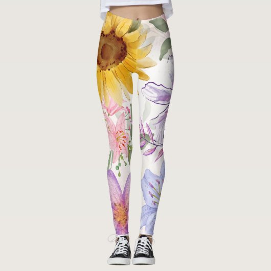 Zonnebloemen Mix Design Leggings (Voorkant)