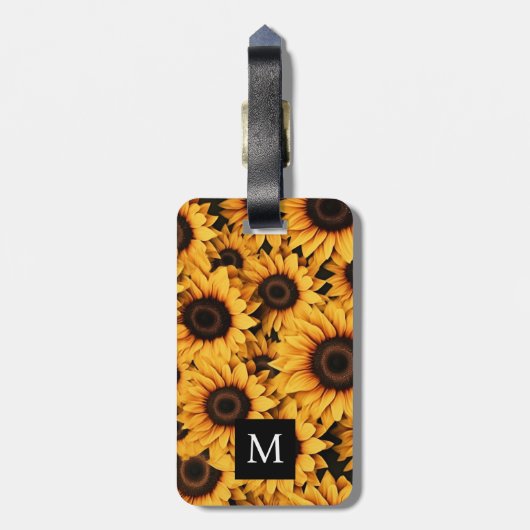 Zonnebloemen Modern Monogram Bagagelabel (Achterkant verticaal)