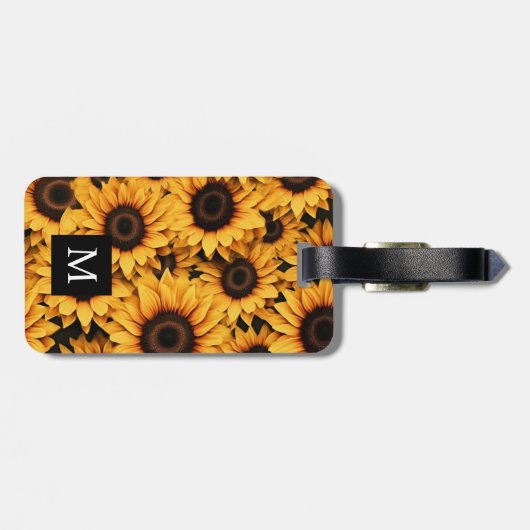 Zonnebloemen Modern Monogram Bagagelabel (Achterkant horizontaal)