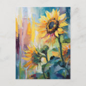 Zonnebloemen Moderne Abstracte Bloemen Schilderij Briefkaart (Voorkant)