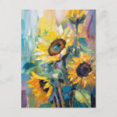 Zonnebloemen Moderne Abstracte Bloemen Schilderij Briefkaart (Voorkant)