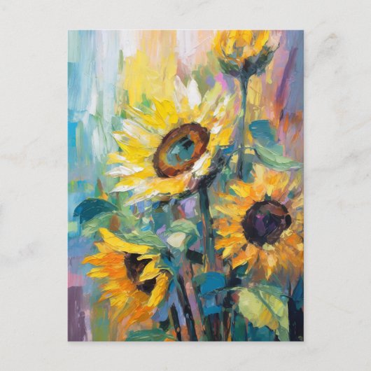 Zonnebloemen Moderne Abstracte Bloemen Schilderij Briefkaart