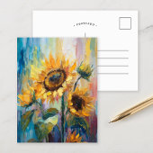 Zonnebloemen Moderne Abstracte Bloemen Schilderij Briefkaart