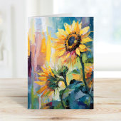 Zonnebloemen Moderne Abstracte Bloemen Schilderij Kaart