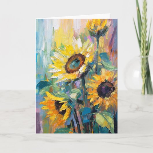 Zonnebloemen Moderne Abstracte Bloemen Schilderij Kaart (Voorkant)