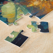 Zonnebloemen Moderne Abstracte Bloemen Schilderij Legpuzzel (Zijkant)