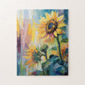 Zonnebloemen Moderne Abstracte Bloemen Schilderij Legpuzzel (Verticaal)