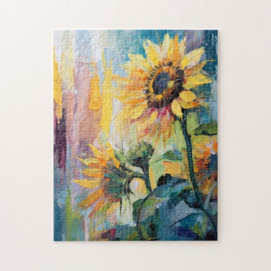 Zonnebloemen Moderne Abstracte Bloemen Schilderij Legpuzzel (Verticaal)