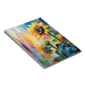 Zonnebloemen Moderne Abstracte Bloemen Schilderij Notitieboek (Rechterzijde)
