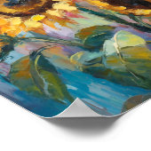 Zonnebloemen Moderne Abstracte Bloemen Schilderij Poster (Hoek)