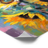 Zonnebloemen Moderne Abstracte Bloemen Schilderij Poster (Hoek)