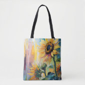 Zonnebloemen Moderne Abstracte Bloemen Schilderij Tote Bag (Voorkant)