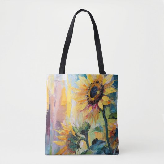 Zonnebloemen Moderne Abstracte Bloemen Schilderij Tote Bag (Voorkant)