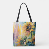 Zonnebloemen Moderne Abstracte Bloemen Schilderij Tote Bag (Achterkant)
