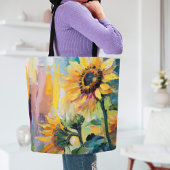 Zonnebloemen Moderne Abstracte Bloemen Schilderij Tote Bag