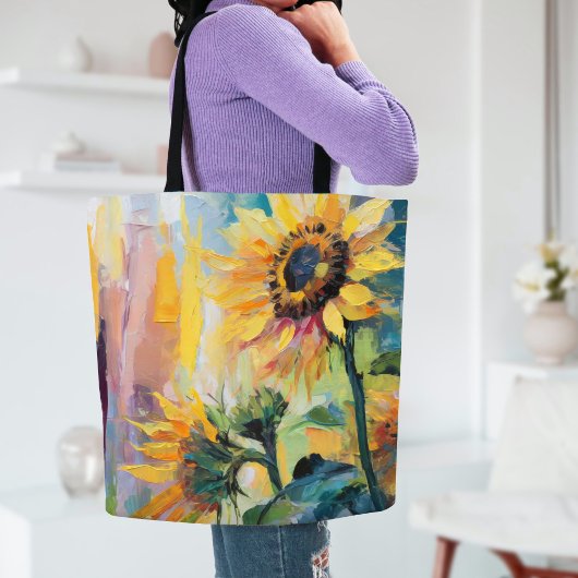 Zonnebloemen Moderne Abstracte Bloemen Schilderij Tote Bag