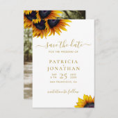 Zonnebloemen moderne FOTO save the date bruiloft (Voorkant / Achterkant)