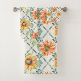 Zonnebloemen Moderne Waterverf bloemen Bad Handdoek