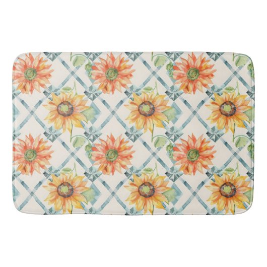Zonnebloemen Moderne Waterverf bloemen Badmat (Voorkant)