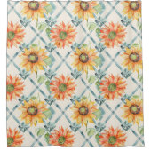 Zonnebloemen Moderne Waterverf bloemen Douchegordijn (Voorkant)