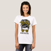 Zonnebloemen moeder leven rommelig broodje haar zo t-shirt (Voorkant volledig)