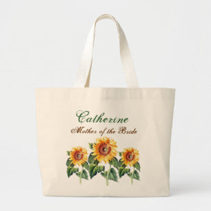 zonnebloemen Moeder van de Bride Douane Naam Grote Tote Bag