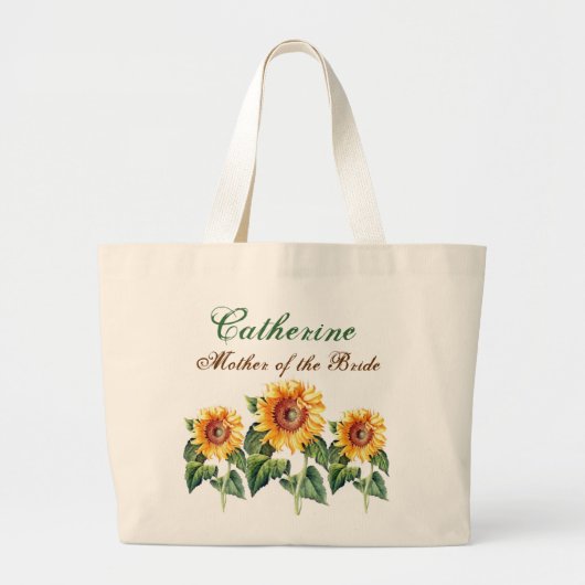  zonnebloemen Moeder van de Bride Douane Naam Grote Tote Bag (Voorkant)