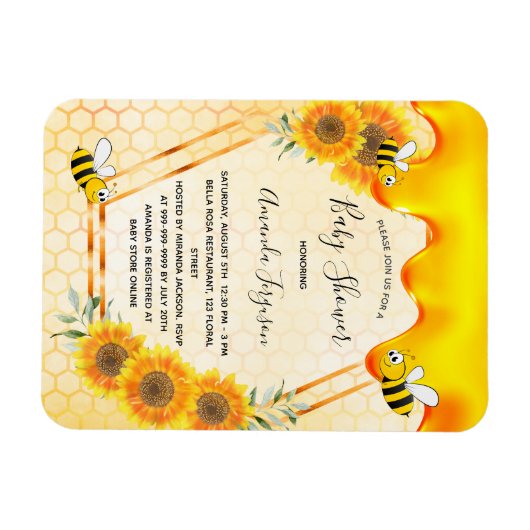 Zonnebloemen moeder voor bijen baby shower uitnodi magneet (Horizontaal)