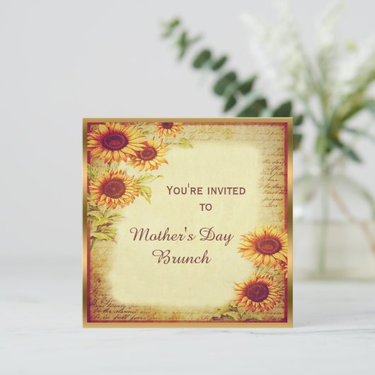 zonnebloemen Moederdag Brunch Kaart (Staand voorkant)
