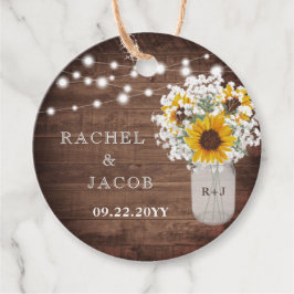 Zonnebloemen Monogram Bokverlichting Rustieke Brui Bedankjes Labels