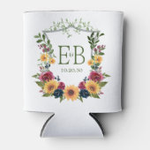 Zonnebloemen Monogram bruiloft Blikjeskoeler (Voorkant)
